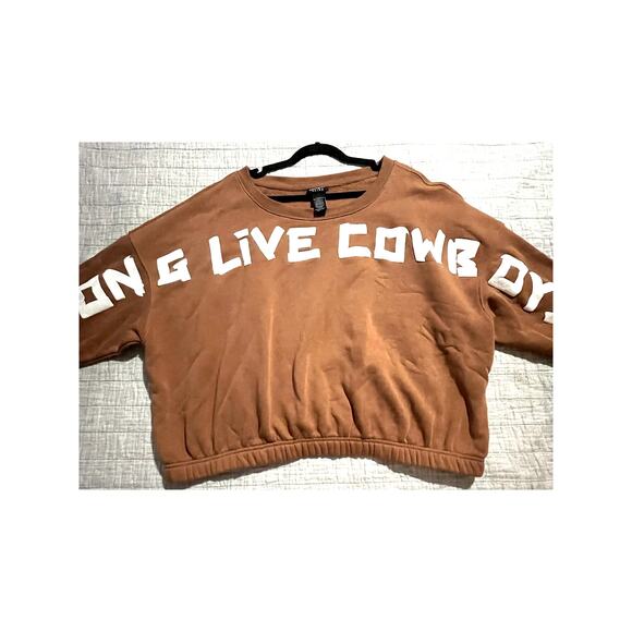 Wrangler Retro Women's XXL Sweatshirt Brown Cowgirl Cropped Cozy Comfort - EUC - Picture 5 of 9
